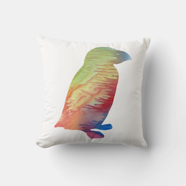 Abstrakte Puffin-Silhouette Kissen (Vorderseite)