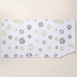 Abstrakte Punktmuster aus Schwarz und Gold Strandtuch