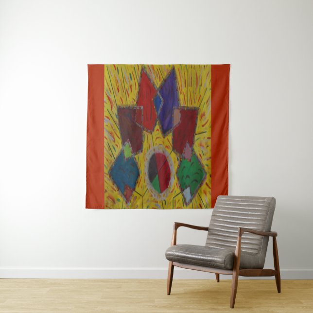 Abstrakte Quadrate der Originalkunst Wandteppich (Beispiel)