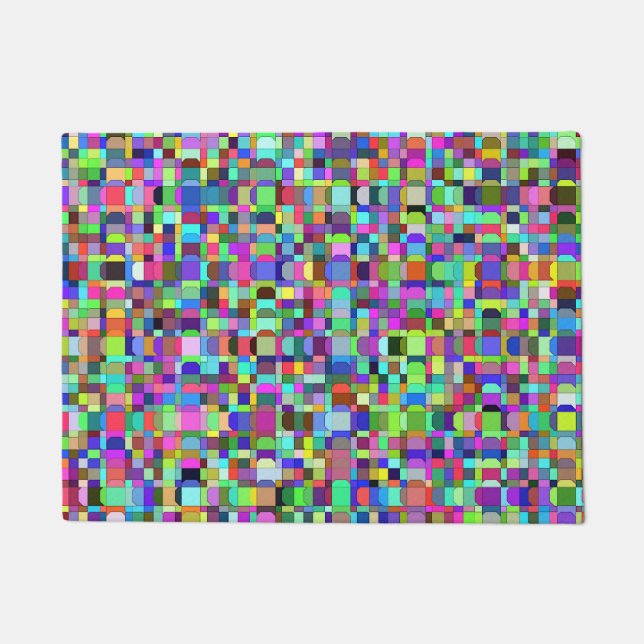 Abstrakte Quadrate Formen Multicolor Muster Fußmatte (Vorderseite)