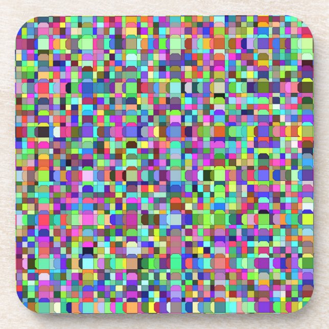 Abstrakte Quadrate Formen Multicolor Muster Getränkeuntersetzer (Vorderseite)