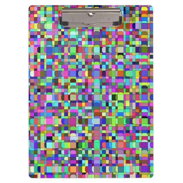 Abstrakte Quadrate Formen Multicolor Muster Klemmbrett (Vorderseite)