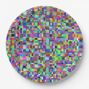 Abstrakte Quadrate Formen Multicolor Muster Pappteller