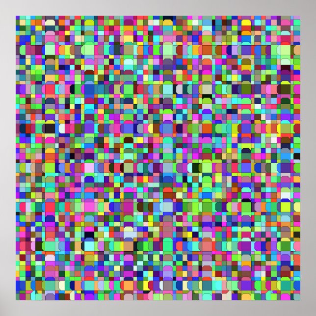 Abstrakte Quadrate Formen Multicolor Muster Poster (Vorne)