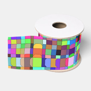 Abstrakte Quadrate Formen Multicolor Muster Ripsband