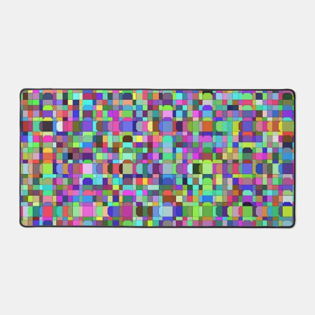 Abstrakte Quadrate Formen Multicolor Muster Schreibtischunterlage (Vorderseite)
