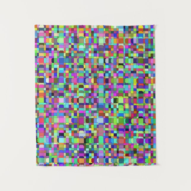 Abstrakte Quadrate Formen Multicolor Muster Wandteppich (Vorderseite)