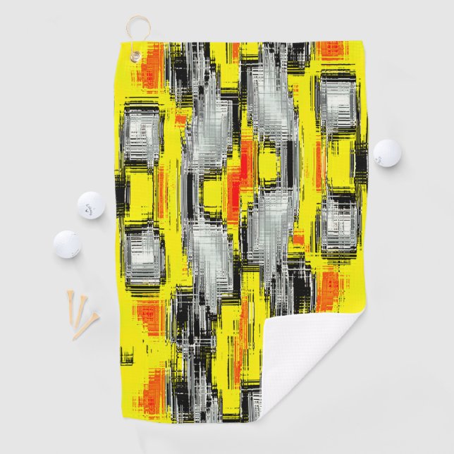 Abstrakte Quadrate, gebildet aus Kratzern über Gel Golfhandtuch (Insitu)