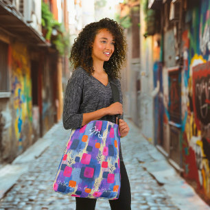 Abstrakte Quadrate in Blau und Rosa mit geometrisc