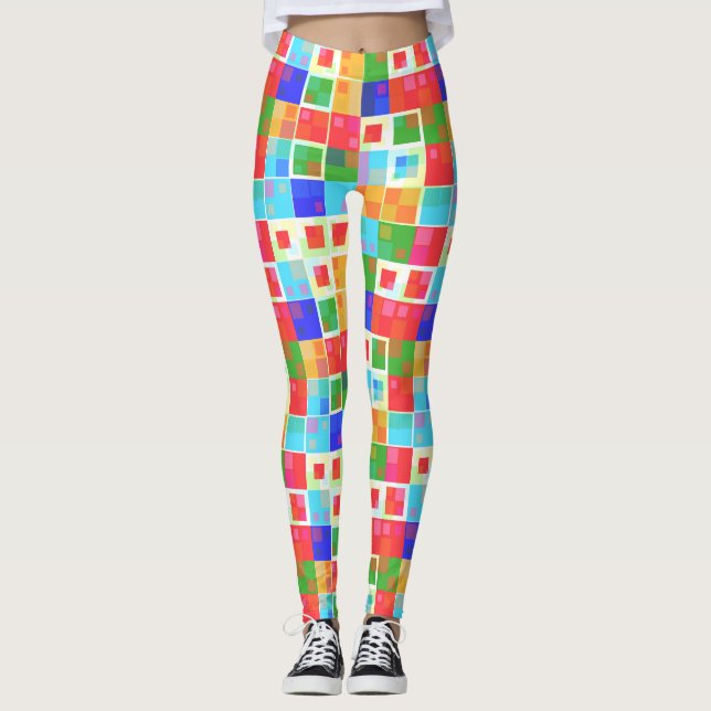 abstrakte Quadrate Leggings (Vorderseite)