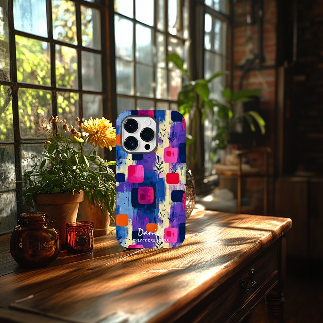 Abstrakte Quadrate mit Personalisierter Meldung an Case-Mate iPhone Hülle (Von Creator hochgeladen)
