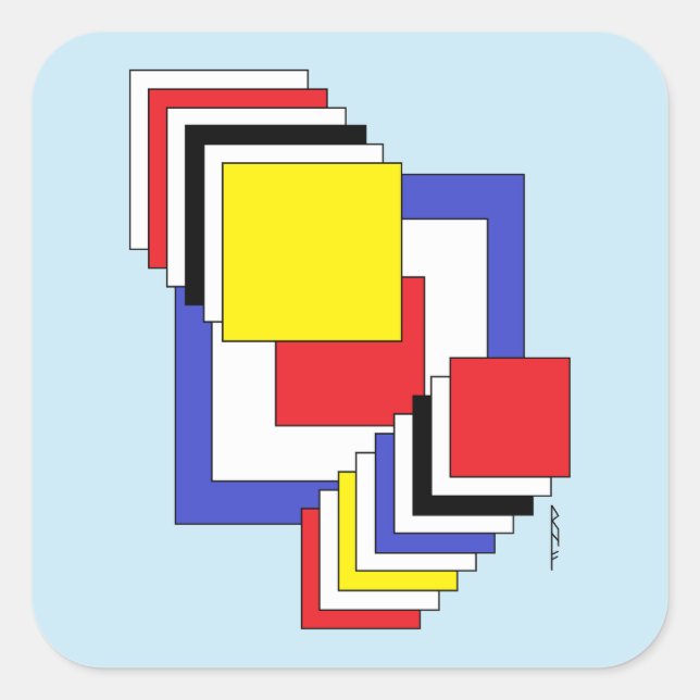 Abstrakte Quadrate Quadratischer Aufkleber (Vorderseite)