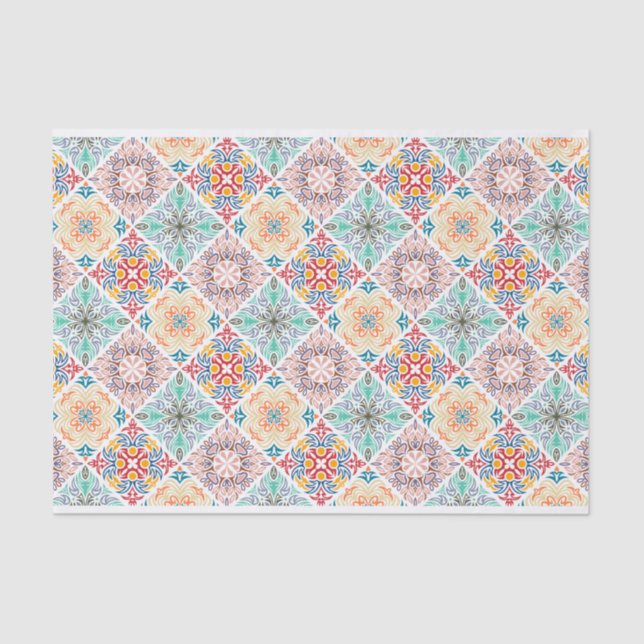 Abstrakte Quadrate Retro-Musterdekoupage Seidenpapier (Vorderseite)