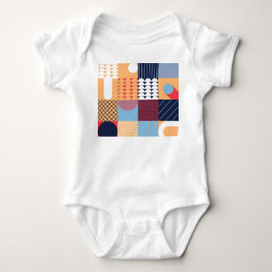 Abstrakte quadratische Kunst: geometrisches Design Baby Strampler