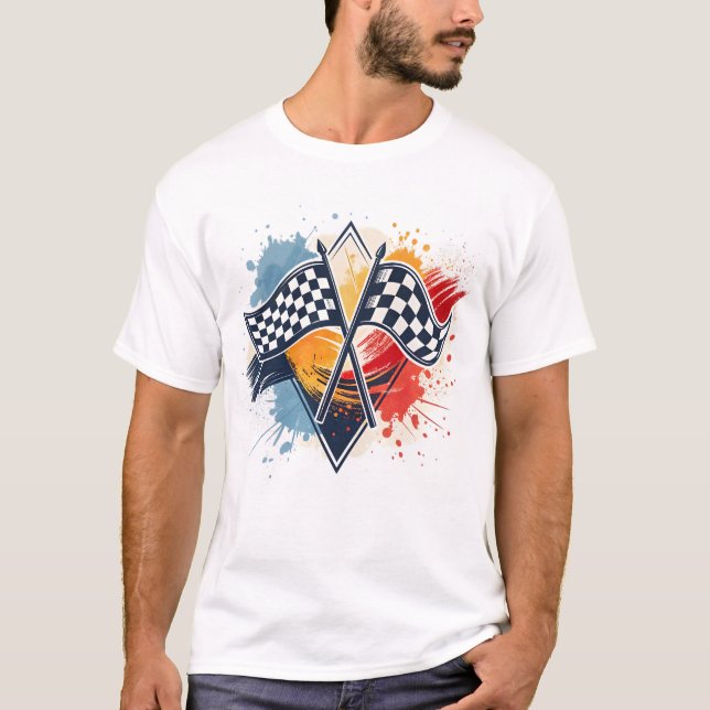 Abstrakte Racing Flag Grafik für T - Shirt (Vorderseite)