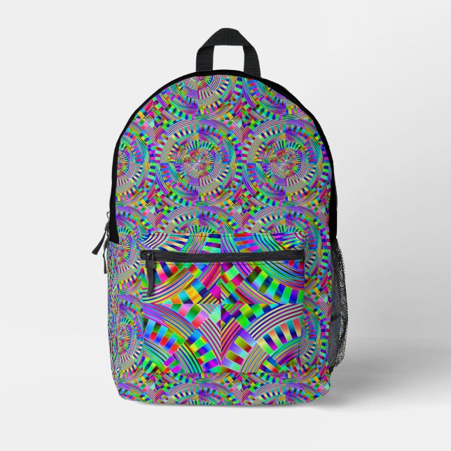 abstrakte Räder und Pegs Bedruckter Rucksack (Vorderseite)