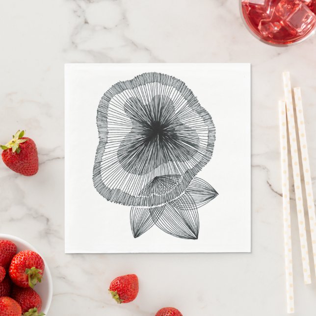 Abstrakte radiale Linienkunst-Blumen-Botanik-Servi Serviette (Beispiel)