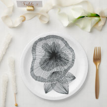 Abstrakte radiale Linienkunst-Blumen-Papierteller