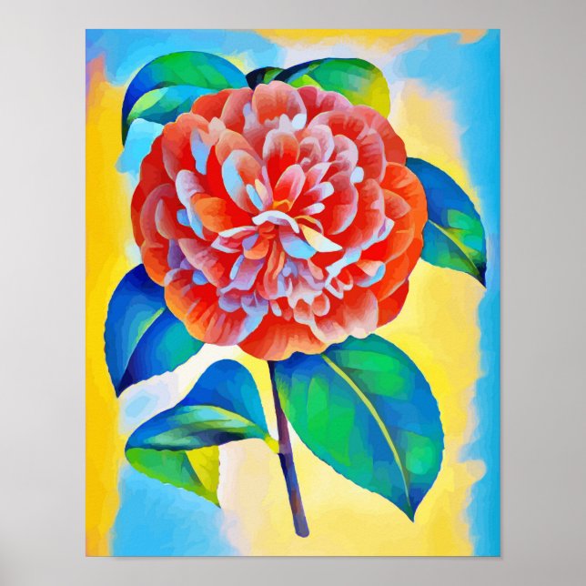 Abstrakte Rainbow-Blume, originelle Digitalkunst Poster (Vorne)