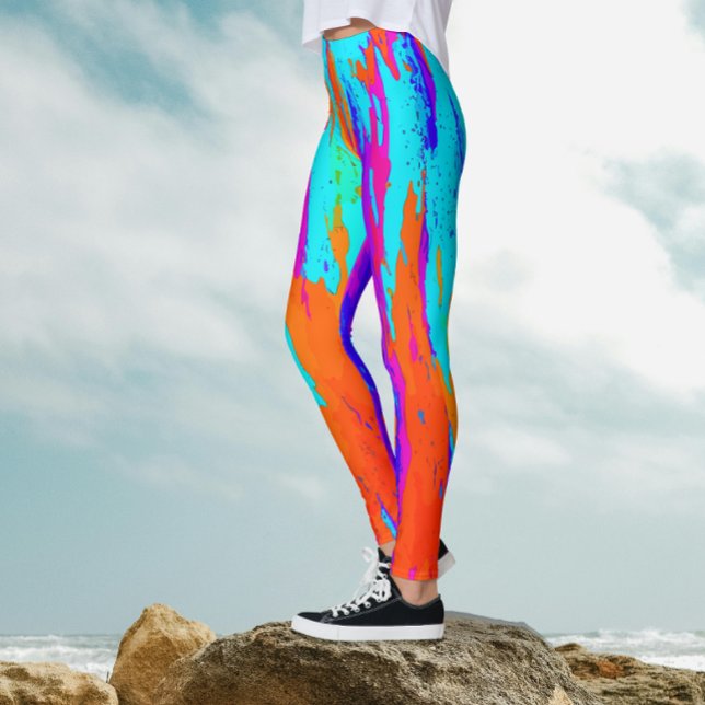 Abstrakte Rainbow Color Pinsel Pinselstrich Leggings (Von Creator hochgeladen)