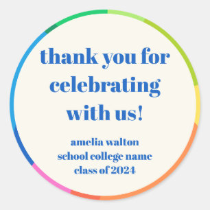 Abstrakte Rainbow Custom Graduation Party Danke Runder Aufkleber
