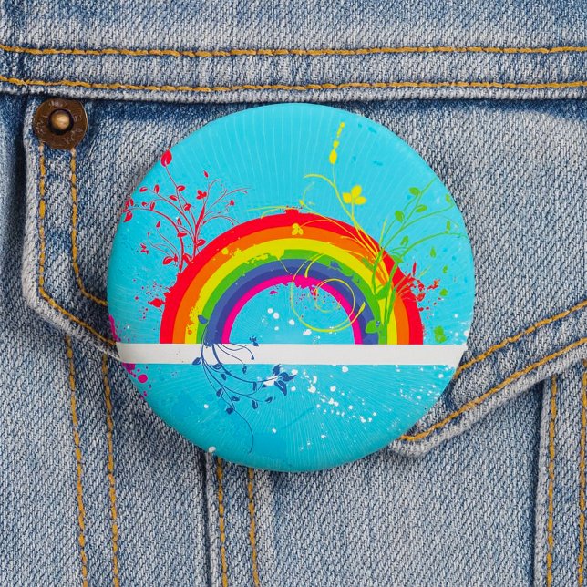 Abstrakte Rainbow Floral Wirbel und Paint Spritzer Button (Von Creator hochgeladen)