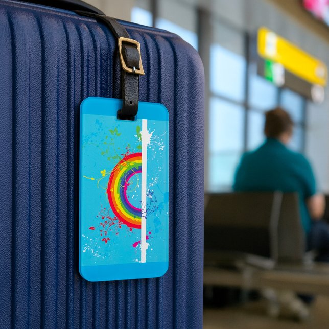 Abstrakte Rainbow Floral Wirbel und Paint Spritzer Gepäckanhänger (Von Creator hochgeladen)
