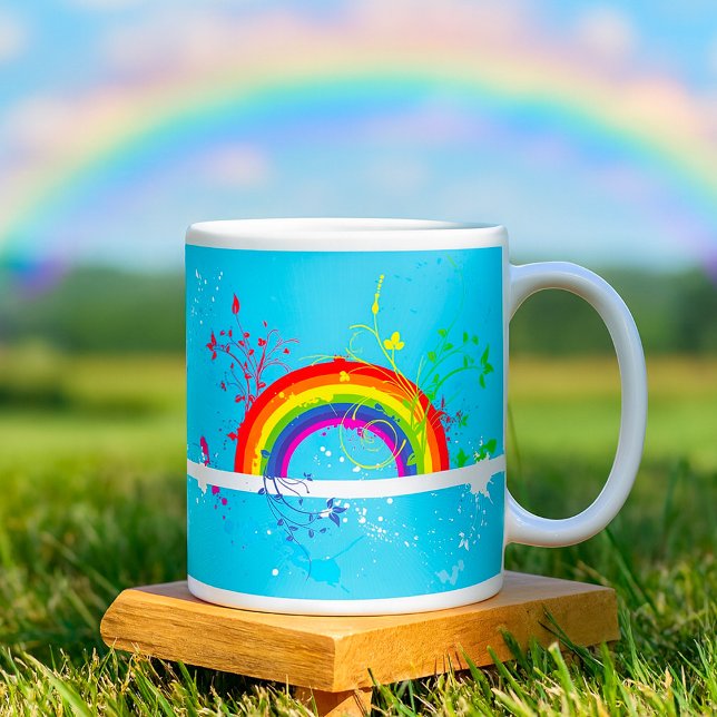 Abstrakte Rainbow Floral Wirbel und Paint Spritzer Kaffeetasse (Von Creator hochgeladen)