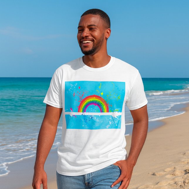 Abstrakte Rainbow Floral Wirbel und Paint Spritzer T-Shirt (Von Creator hochgeladen)