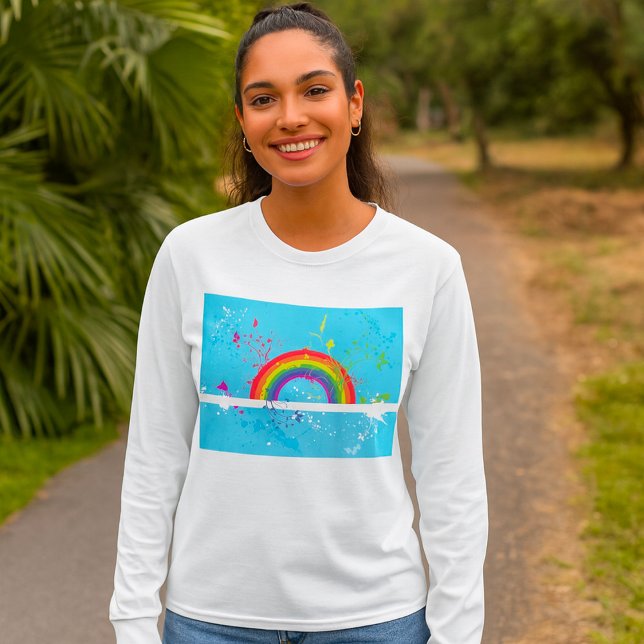 Abstrakte Rainbow Floral Wirbel und Paint Spritzer T-Shirt (Von Creator hochgeladen)