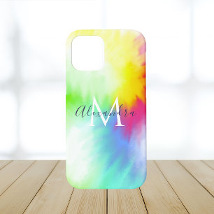 Abstrakte Rainbow-Gefärbte Krawatte Monogramm und  Case-Mate iPhone Hülle