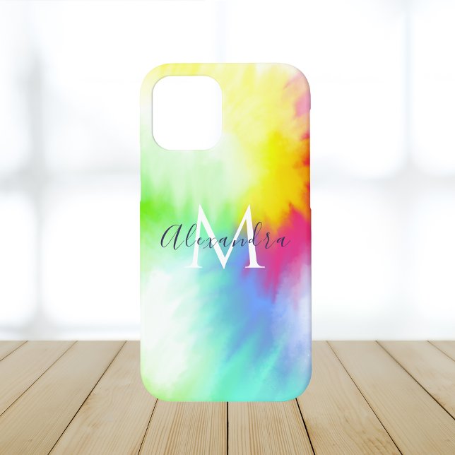 Abstrakte Rainbow-Gefärbte Krawatte Monogramm und  Case-Mate iPhone Hülle (Von Creator hochgeladen)