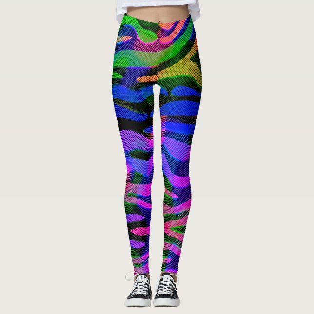 Abstrakte Rainbow Holographic Look Leggings (Vorderseite)