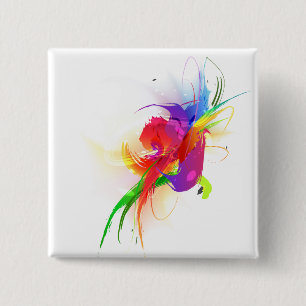 Abstrakte Rainbow Lorikeet Paint-Spritzer Button
