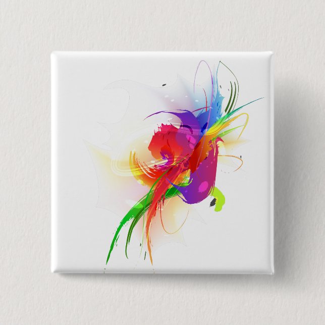 Abstrakte Rainbow Lorikeet Paint-Spritzer Button (Vorderseite)