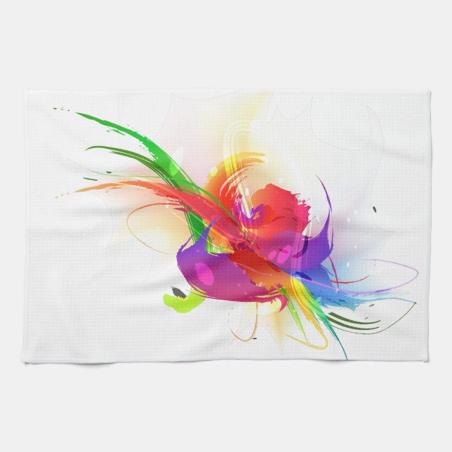 Abstrakte Rainbow Lorikeet Paint-Spritzer Geschirrtuch (Horizontal)