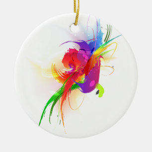 Abstrakte Rainbow Lorikeet Paint-Spritzer Keramik Ornament