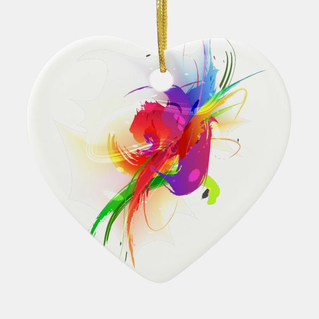 Abstrakte Rainbow Lorikeet Paint-Spritzer Keramikornament (Vorne)