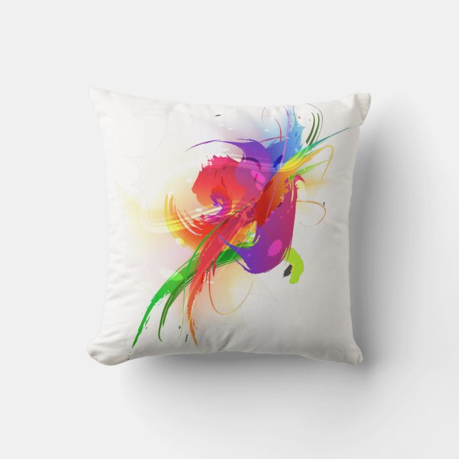 Abstrakte Rainbow Lorikeet Paint-Spritzer Kissen (Vorderseite)