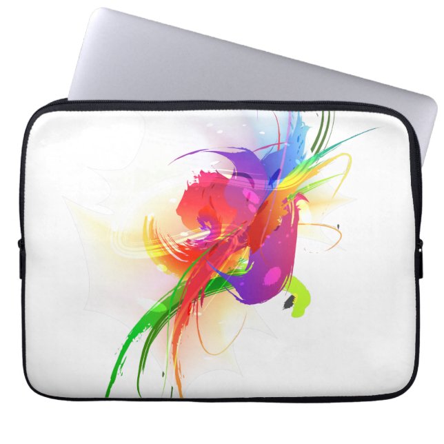 Abstrakte Rainbow Lorikeet Paint-Spritzer Laptopschutzhülle (Vorderseite)