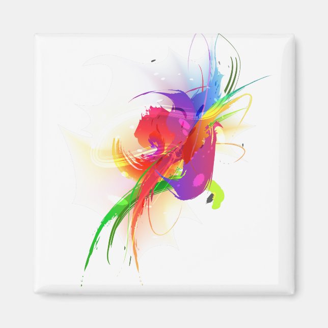 Abstrakte Rainbow Lorikeet Paint-Spritzer Magnet (Vorne)