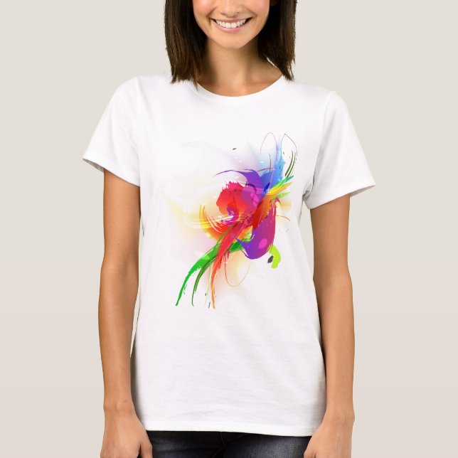 Abstrakte Rainbow Lorikeet Paint-Spritzer T-Shirt (Vorderseite)