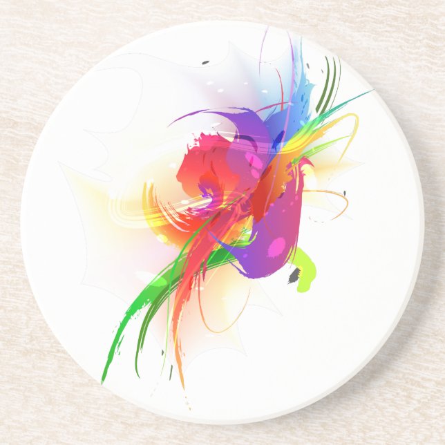Abstrakte Rainbow Lorikeet Paint-Spritzer Untersetzer (Vorne)