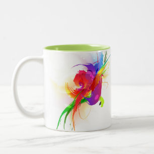 Abstrakte Rainbow Lorikeet Paint-Spritzer Zweifarbige Tasse