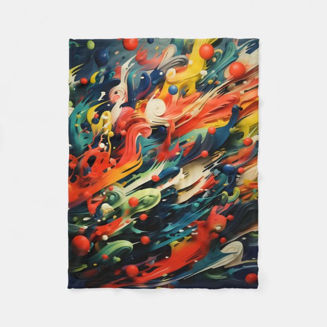 Abstrakte Rainbow Splash Rhapsody Art Fleecedecke (Vorderseite)