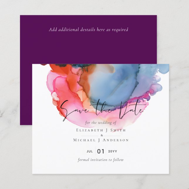 ABSTRAKTE Rainbow-Wasserfarbenhochzeit (Vorne/Hinten)