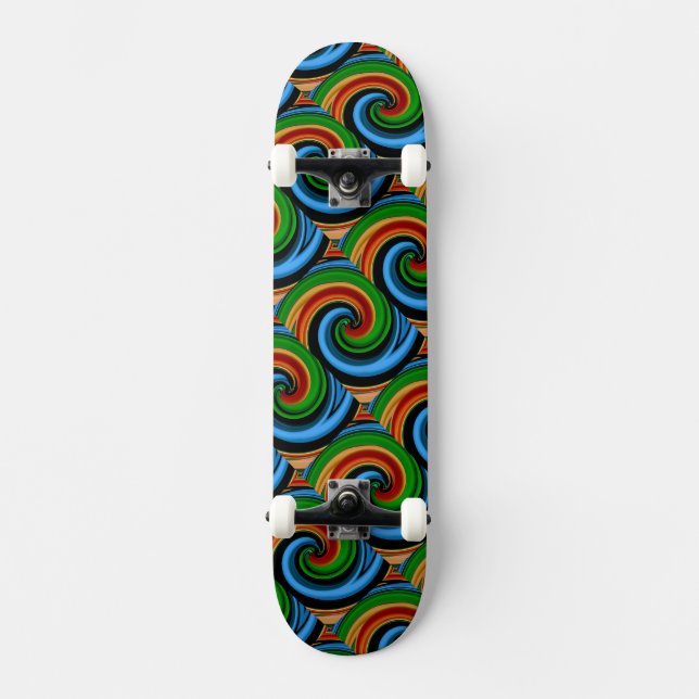 Abstrakte Rainbow-Wirbel Skateboard (Vorderseite)