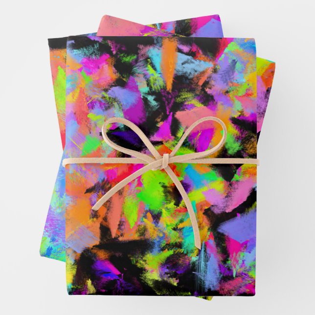Abstrakte Random Messy Paint Color Explosion Geschenkpapier Set (Beispiel)