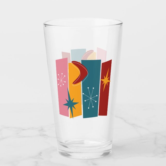 Abstrakte Rechtecke Boomerang Sterne Mitte Jahrhun Glas (Vorderseite)