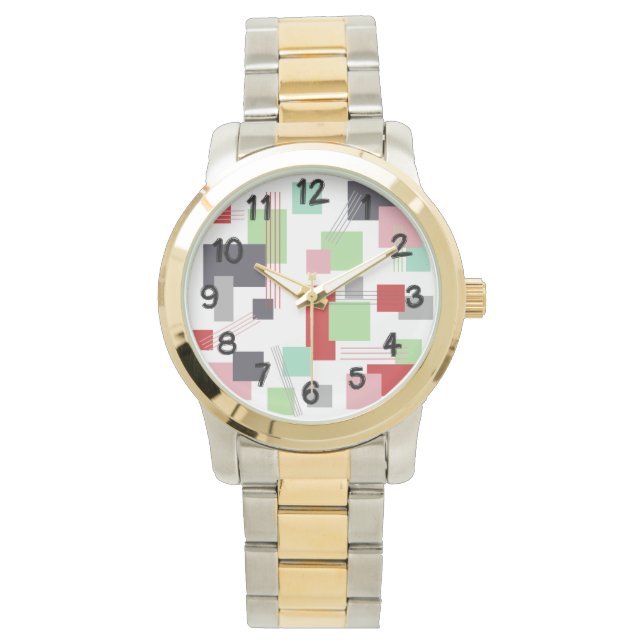 Abstrakte Rechtecke und Linien Armbanduhr (Vorderseite)